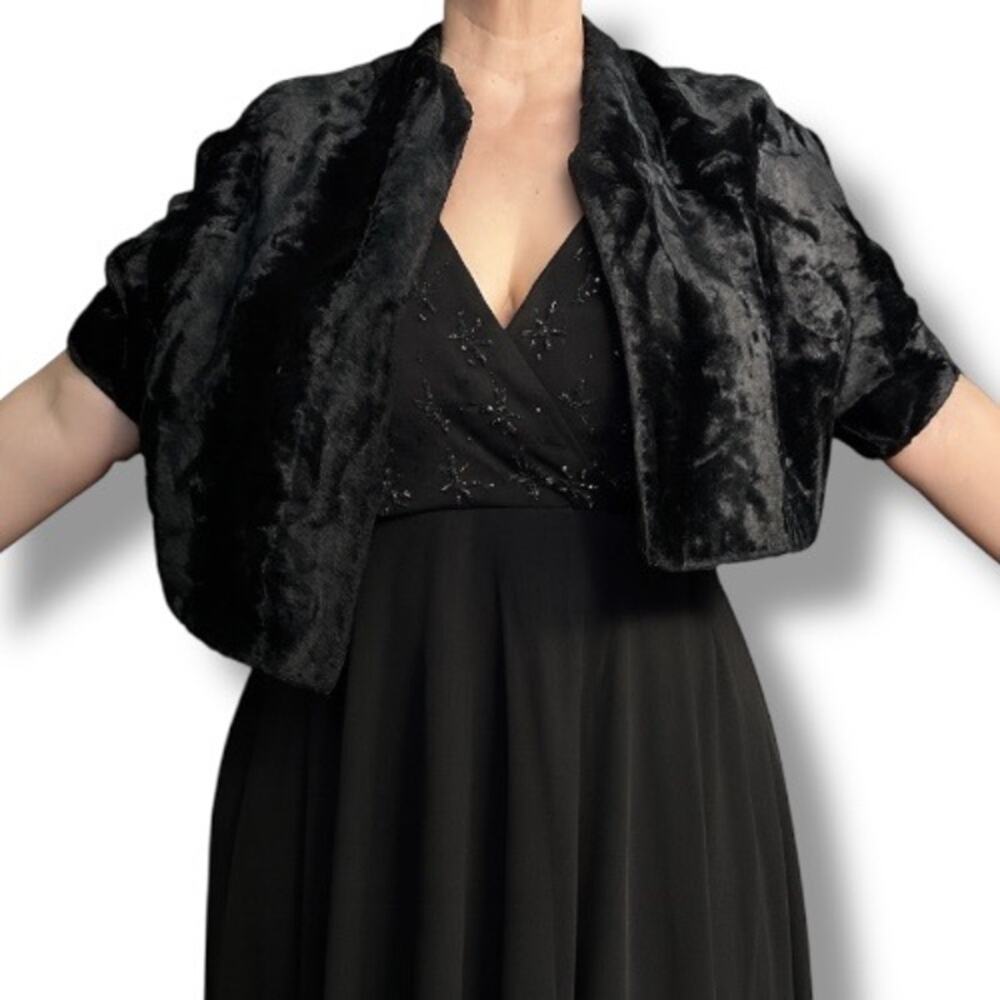 Vintage 50s Jean’s Of California Black Faux Fur Cropped Jacket Classic Evening‎